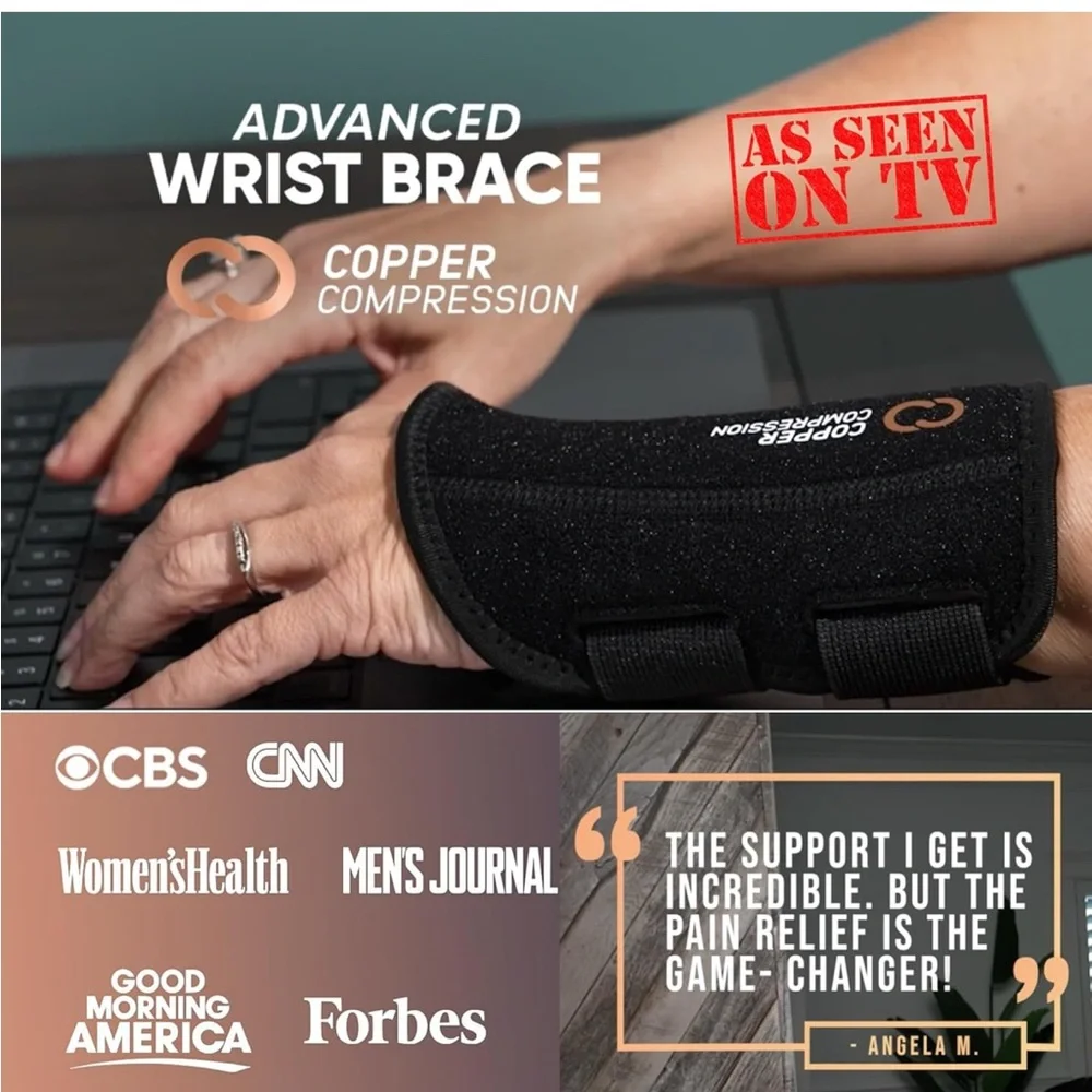 Left S/M - Copper Compression Wrist Brace